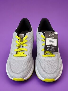 Avia Light Gray Mesh Sneakers with Neon Yellow Laces